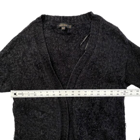 Love Tree | Fuzzy Cardigan Sweater | Dark Blue | Size: Small - Picture 10 of 11